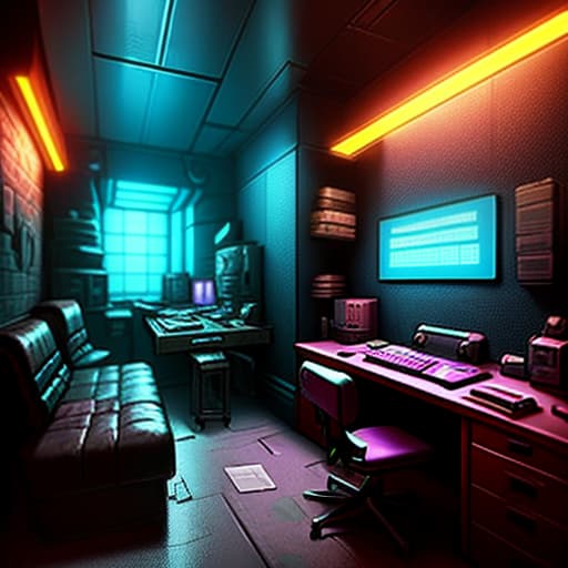  cyberpunk style detective room