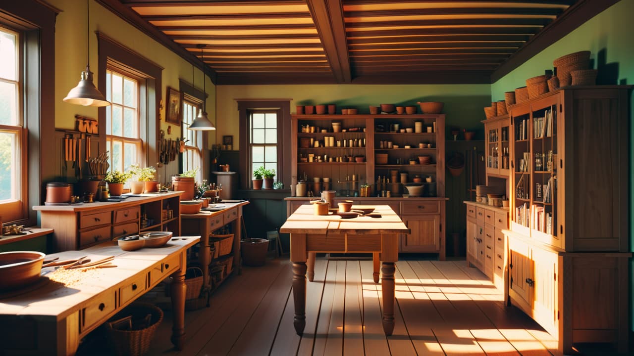  a skilled woodworker in a sunlit workshop, surrounded by intricate wooden furniture, tools neatly arranged, shavings scattered on the floor, showcasing craftsmanship and creativity. a proud display of finished projects highlights potential income. hyperrealistic, full body, detailed clothing, highly detailed, cinematic lighting, stunningly beautiful, intricate, sharp focus, f/1. 8, 85mm, (centered image composition), (professionally color graded), ((bright soft diffused light)), volumetric fog, trending on instagram, trending on tumblr, HDR 4K, 8K