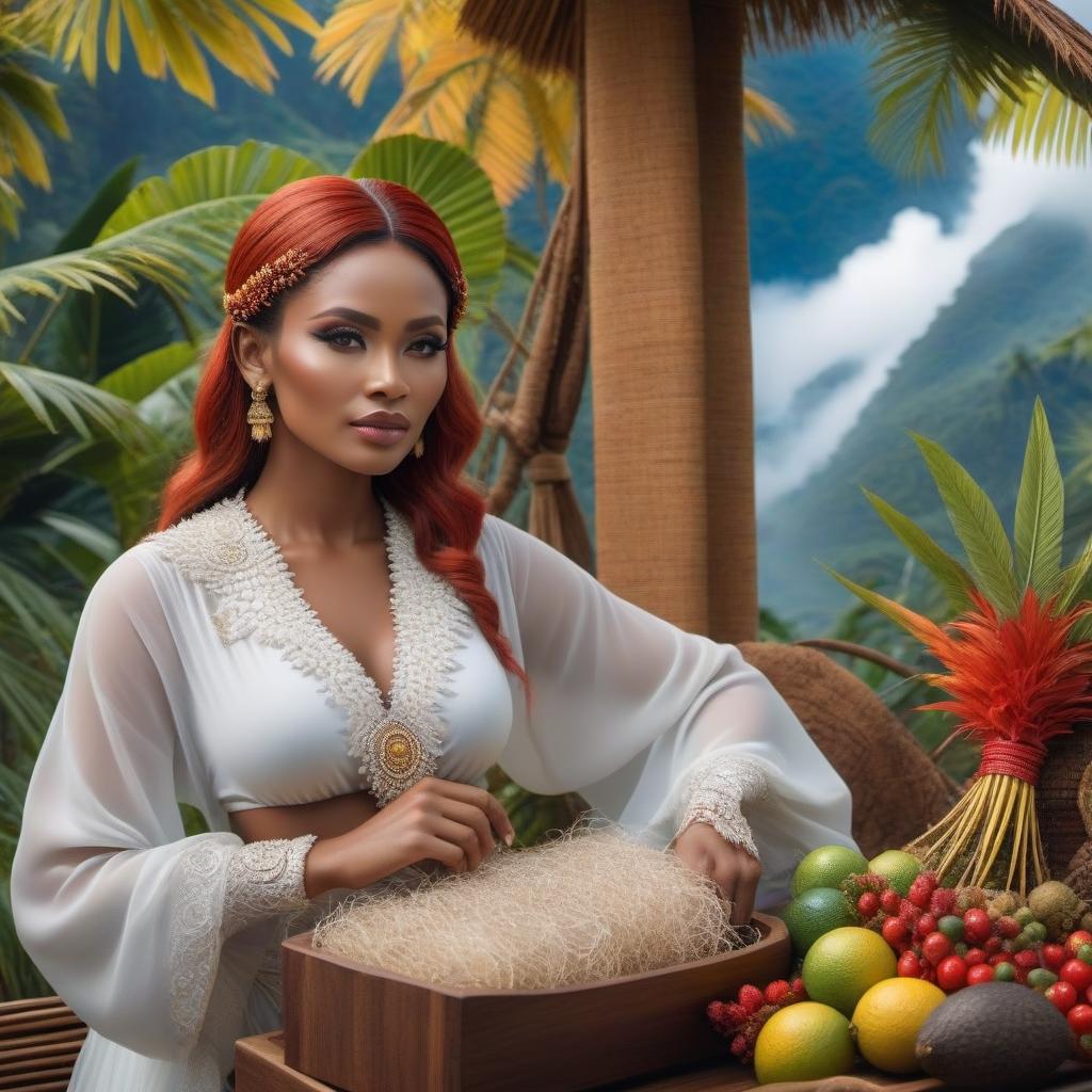  Papua New Guinea hyperrealistic, full body, detailed clothing, highly detailed, cinematic lighting, stunningly beautiful, intricate, sharp focus, f/1. 8, 85mm, (centered image composition), (professionally color graded), ((bright soft diffused light)), volumetric fog, trending on instagram, trending on tumblr, HDR 4K, 8K