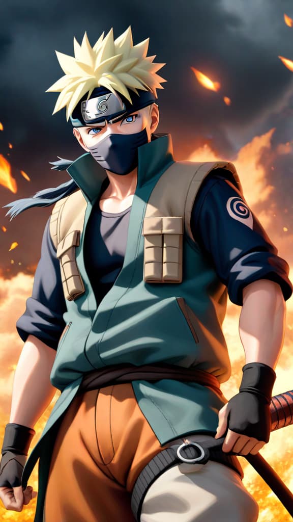  anime art: kakashi hatake from naruto as the sixth hokage, showcasing his wisdom and leadership qualities. hyperrealistic, full body, detailed clothing, highly detailed, cinematic lighting, stunningly beautiful, intricate, sharp focus, f/1. 8, 85mm, (centered image composition), (professionally color graded), ((bright soft diffused light)), volumetric fog, trending on instagram, trending on tumblr, HDR 4K, 8K