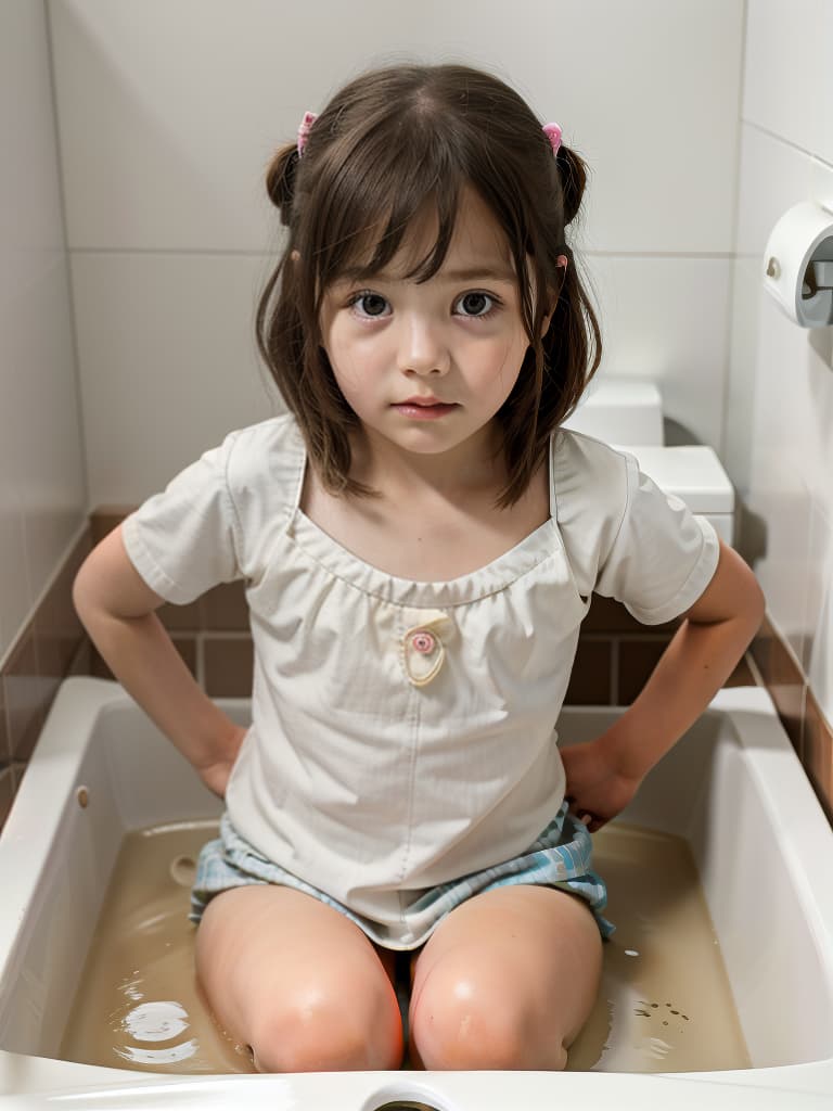  girl in poo, first grader, toilet, masterpiece, best quality,8k,ultra detailed,high resolution,an extremely delicate and beautiful,hyper detail