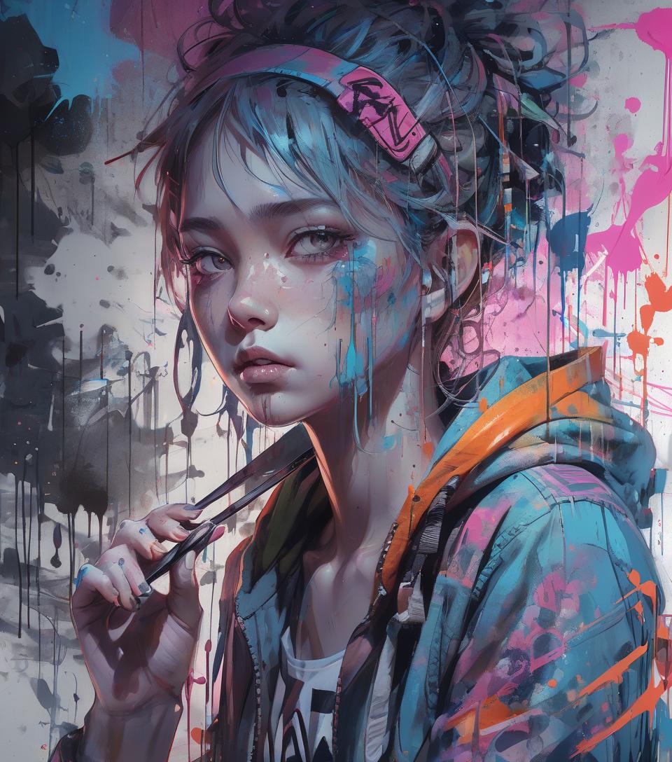  16k diverse graffiti art, manga, dynamic, moonlight, highly detailed, digital painting, art stations, concept art, smooth, sharp focus, illustration, paint splatter, art by carne griffiths and wadim kashin