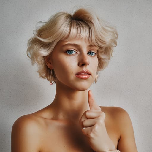 portrait+ style Russian LGBT queer model blonde female face