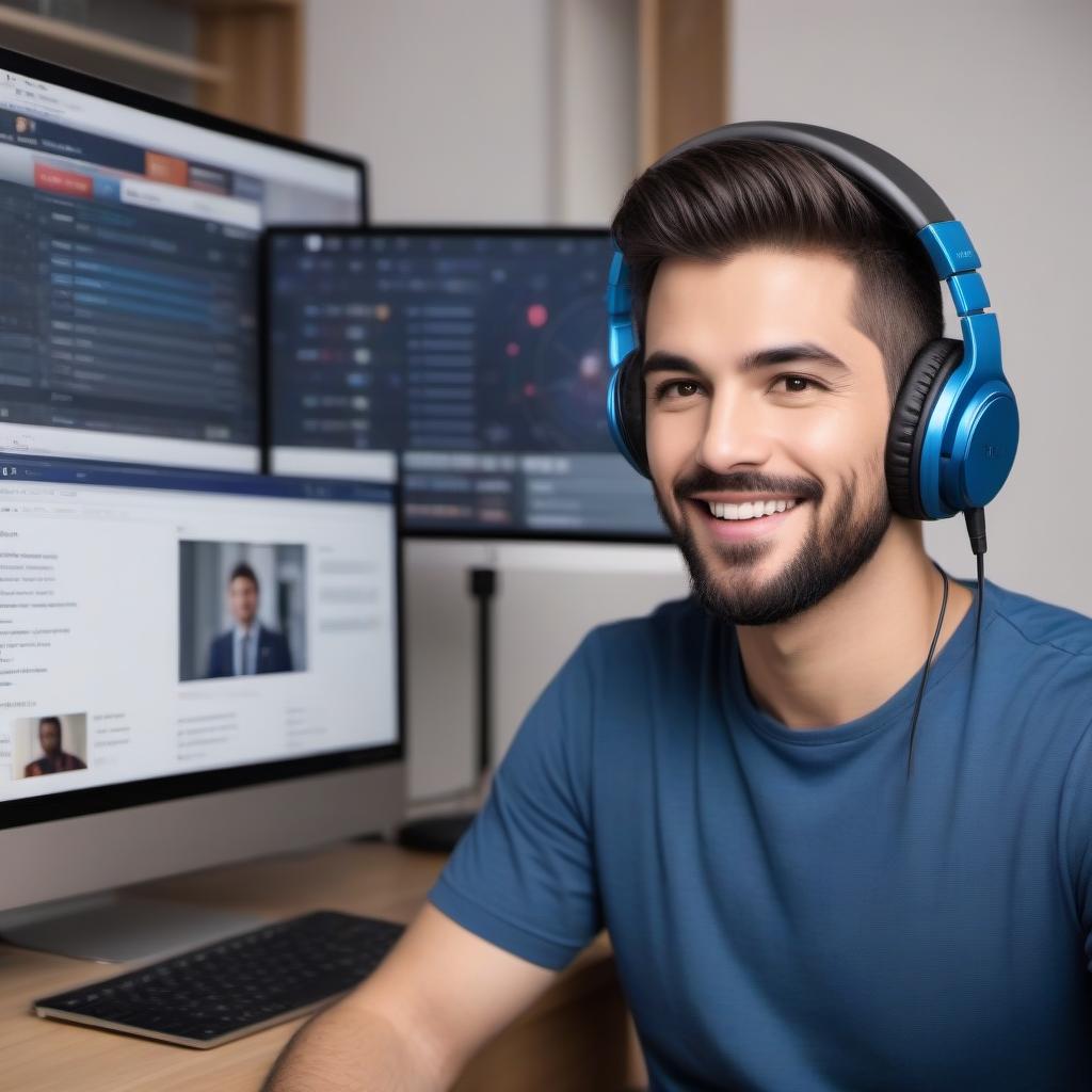  Your prompt: An Astrology lesson online on a computer monitor. Negotiations via Skype. The guy is wearing headphones and a microphone. Joy.