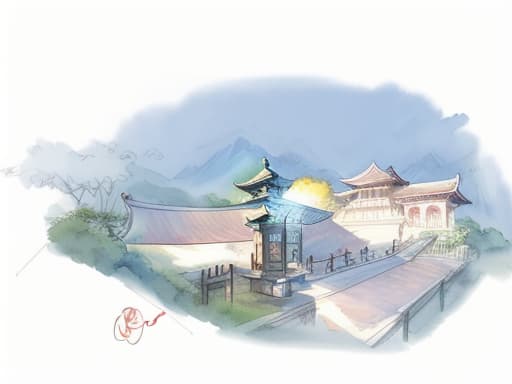  pagoda, scene, sketch, watercolor, 4k, art, sign,