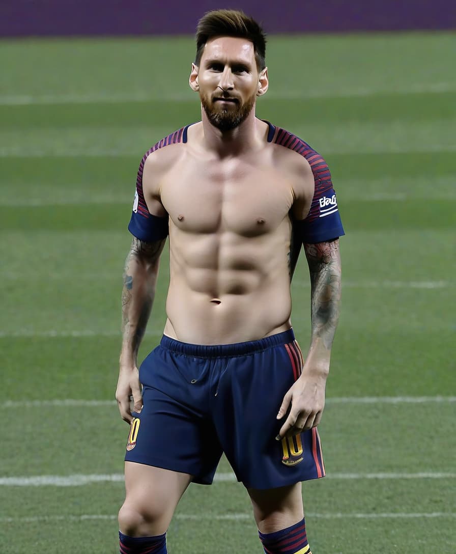  lionel messi at the stadium, in his pants in the moonlight