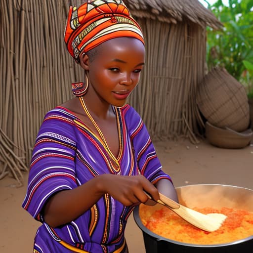  African Village girl cooking