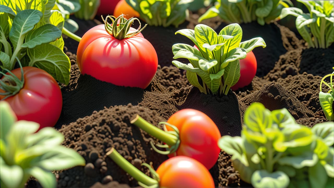  a vibrant garden bed filled with lush green seedlings, including tomatoes, carrots, and lettuce. soft soil, colorful garden tools, and a sunny sky create an inviting scene, perfect for beginner gardeners. hyperrealistic, full body, detailed clothing, highly detailed, cinematic lighting, stunningly beautiful, intricate, sharp focus, f/1. 8, 85mm, (centered image composition), (professionally color graded), ((bright soft diffused light)), volumetric fog, trending on instagram, trending on tumblr, HDR 4K, 8K