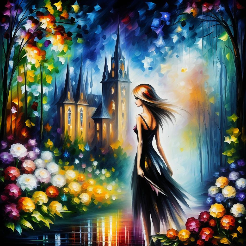  (style of leonid afremov:1.5), fantasy world with pixies and flowers, magic houseepic realism, anime features, dark fantasy, abstract horror, desaturated color palette, gothic and renaissance aesthetic,