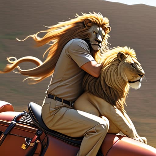  Man riding on lion