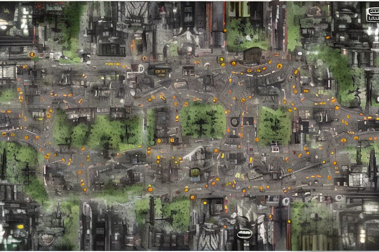 redshift style Generate a blank road play mat of Gotham City, featuring: - A detailed network of roads, highways, and alleys - Blank spaces where buildings and landmarks would be, allowing for placement of individual location images - Include iconic road features like streetlights, manhole covers, and crosswalks - Maintain a dark, gritty, and gothic atmosphere, inspired by the Batman franchise - Dimensions: A large, foldable road play mat, ideal for tabletop games and creative play Note: The focus is on the road layout and infrastructure, with blank spaces for adding individual location images, like the ones we previously discussed.