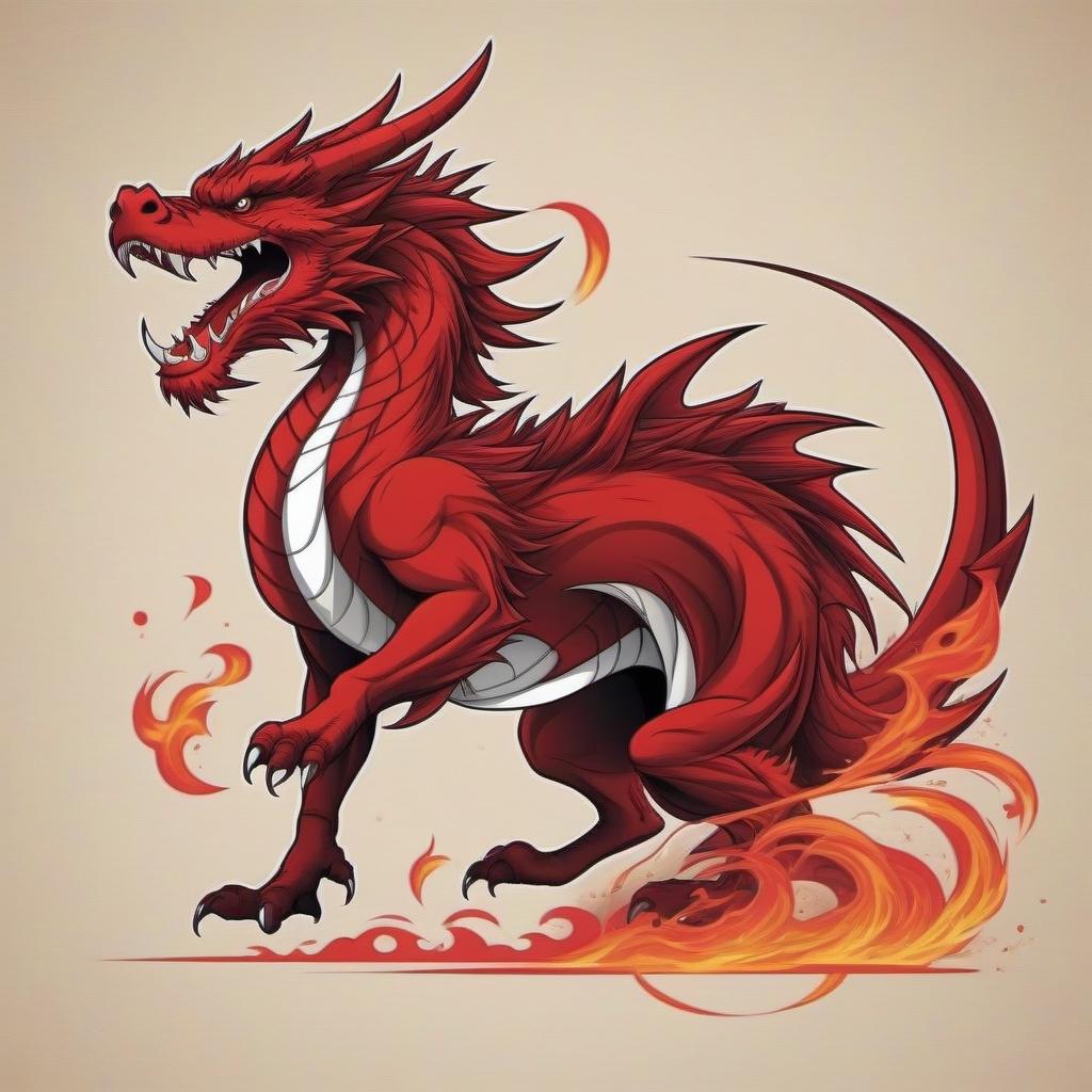  Red Fire Dragon Tattoo