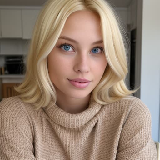  Blonde woman with a sweater