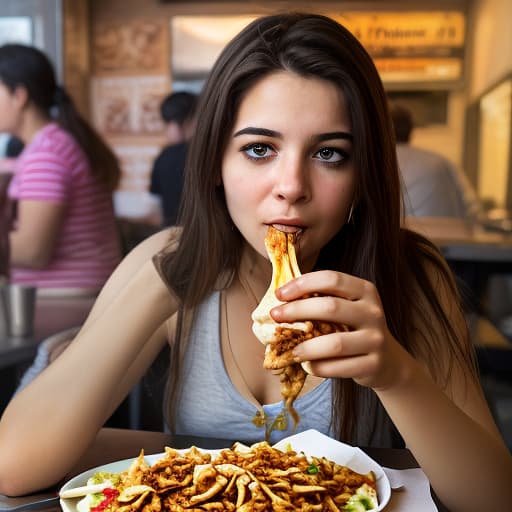  nice girl eats shawarma