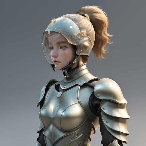  girl, human nature, wearing biological armor, shell, fully enclosed helmet, (solo: 1.5), dynamic, best quality, masterpiece, c4d, ponytail.