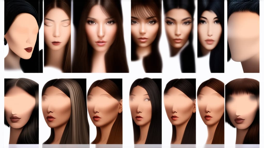  different beauty. set of different female heads on light background. different races and nationalities. ar 16:9, (natural skin texture), highly detailed face, depth of field, hyperrealism, soft light, muted colors