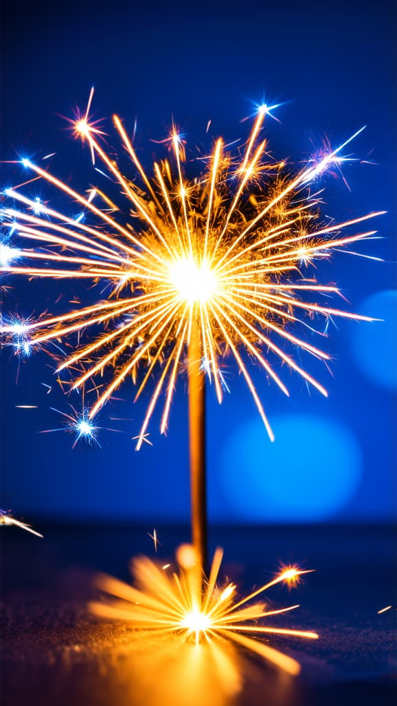  beautiful sparkles from sparklers on the background of new year's bokeh, christmas mood, glitter, festive background. bright fire on a blue background. ar 9:16 {prompt}, maximum details