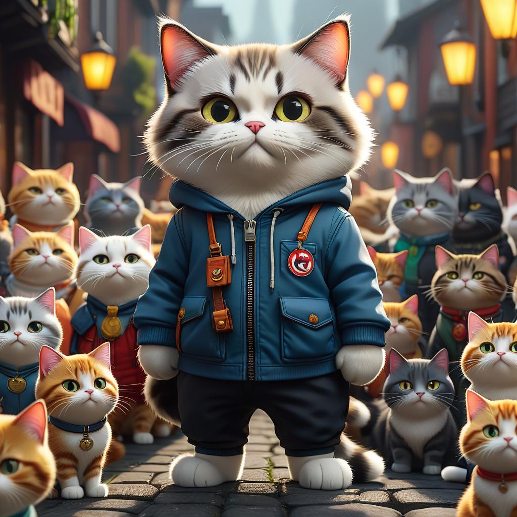  lots of cartoon cats, sticker hyperrealistic, full body, detailed clothing, highly detailed, cinematic lighting, stunningly beautiful, intricate, sharp focus, f/1. 8, 85mm, (centered image composition), (professionally color graded), ((bright soft diffused light)), volumetric fog, trending on instagram, trending on tumblr, HDR 4K, 8K