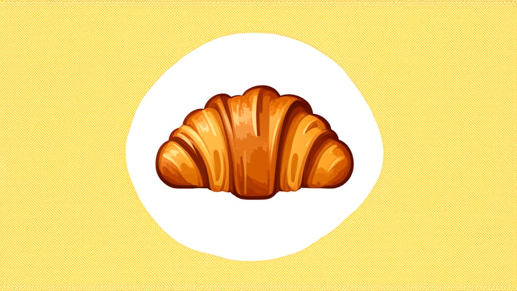  flat illustration, flaticon, (illustration:1.15), croissant icon on white background ar 16:9, [cory loftis, strobist, pascal campion :: 0.2]