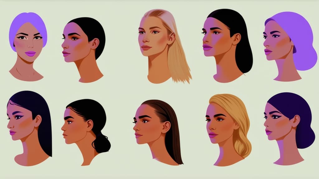  different beauty. set of different female heads on light background. different races and nationalities. ar 16:9, (natural skin texture), highly detailed face, depth of field, hyperrealism, soft light, muted colors