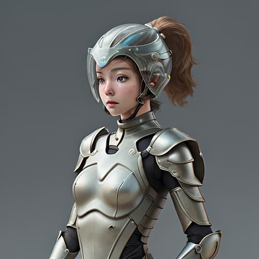  girl, human nature, wearing biological armor, shell, fully enclosed helmet, (solo: 1.5), dynamic, best quality, masterpiece, c4d, ponytail.