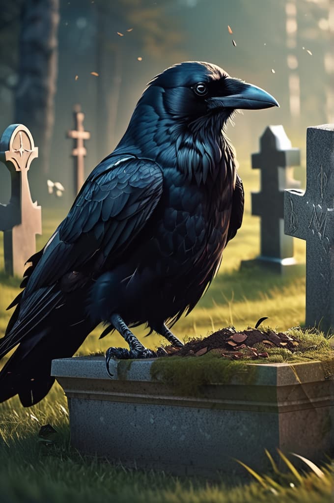  crow flying out of a grave, 4k