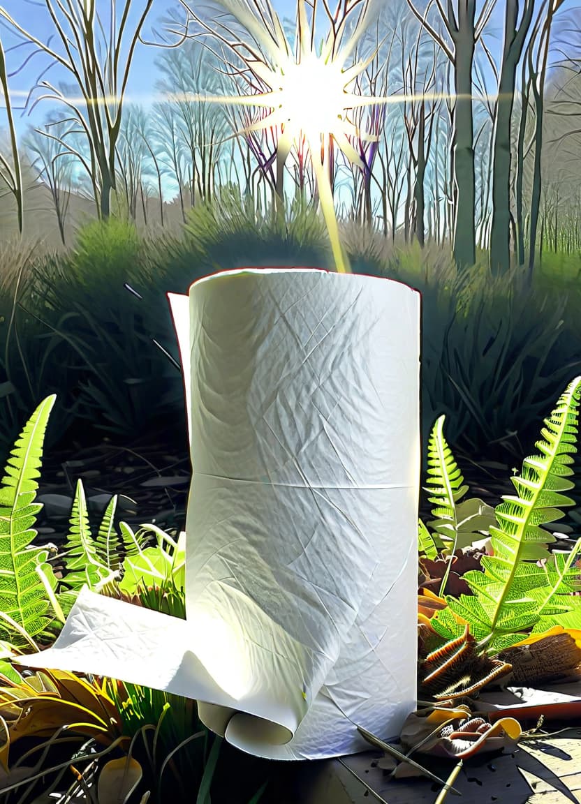  one roll of toilet paper in nature shines the sun