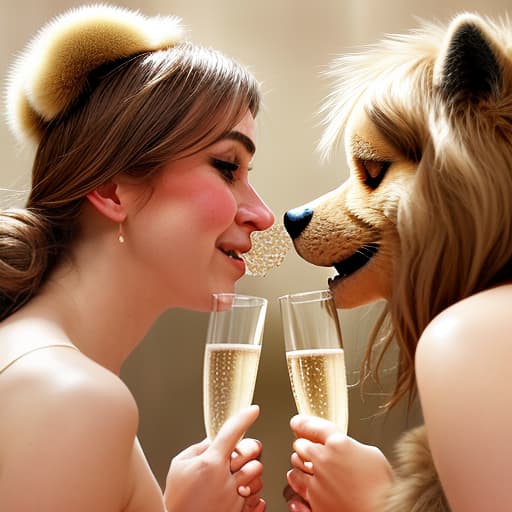  champagne glasses hitting each other, close up, cute , furry , expressive , by seth casteel , carli davidson , rachael hale mckenna, kaylee greer, sophie gamand