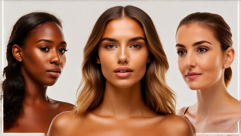  different beauty. set of different female heads on light background. different races and nationalities. ar 16:9, (natural skin texture), highly detailed face, depth of field, hyperrealism, soft light, muted colors