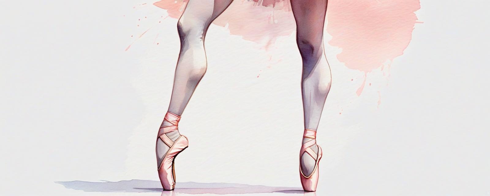  sketch watercolor ballerina in full growth stands on one leg on stage, sticker