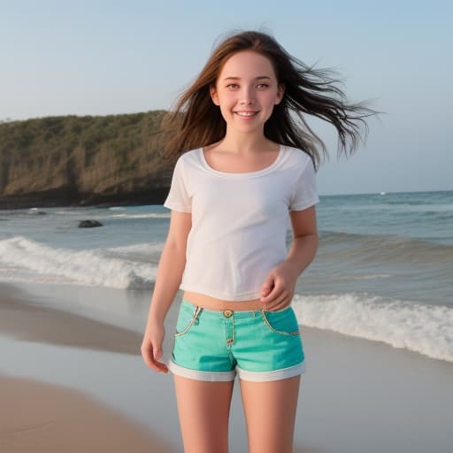   girl wearing shorts playing on beach