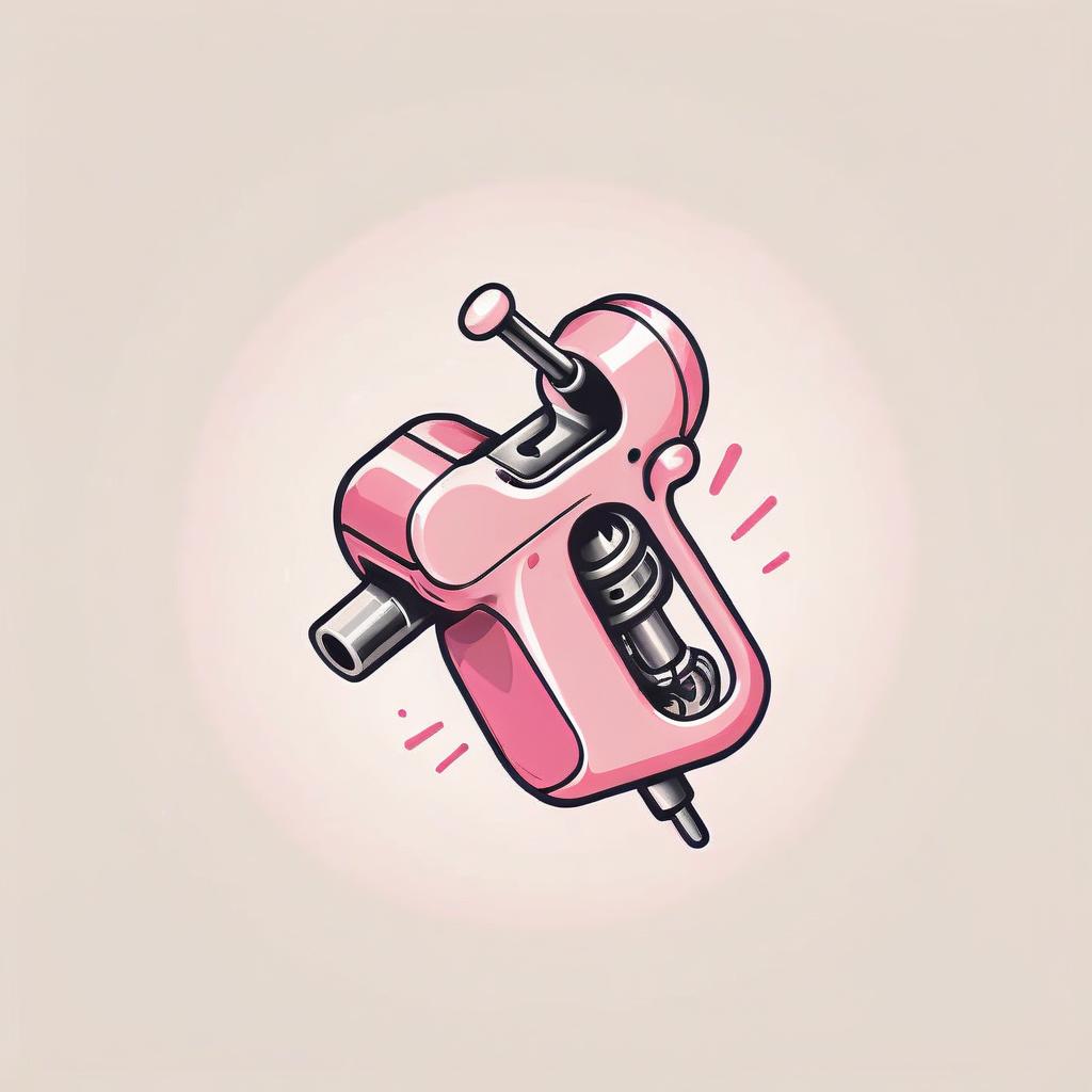  minimalist style draw a pink tattoo machine . simple, clean, uncluttered, modern, elegant, logo