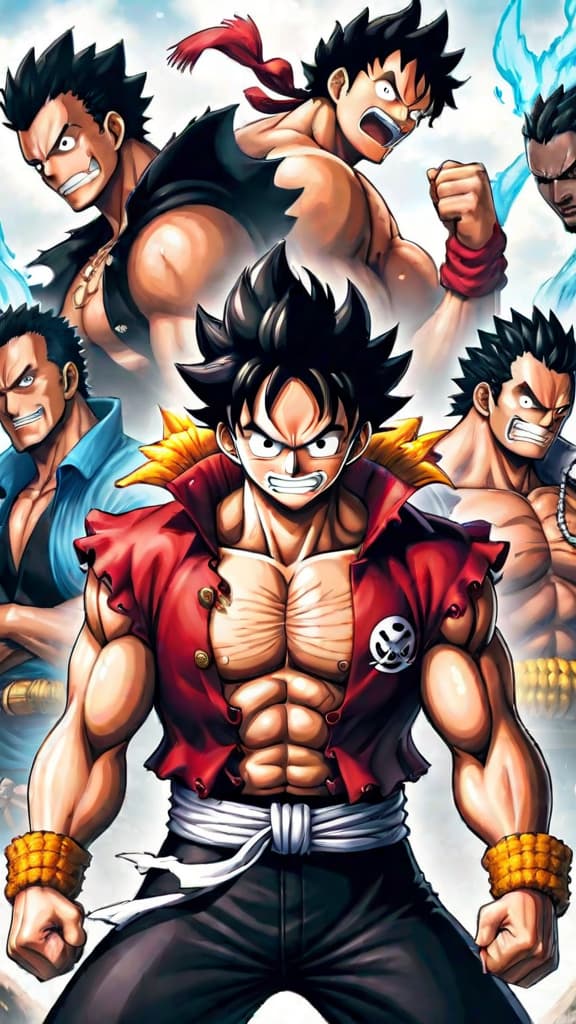  an anime image depicting luffy's gear fourth transformations in one piece. hyperrealistic, full body, detailed clothing, highly detailed, cinematic lighting, stunningly beautiful, intricate, sharp focus, f/1. 8, 85mm, (centered image composition), (professionally color graded), ((bright soft diffused light)), volumetric fog, trending on instagram, trending on tumblr, HDR 4K, 8K