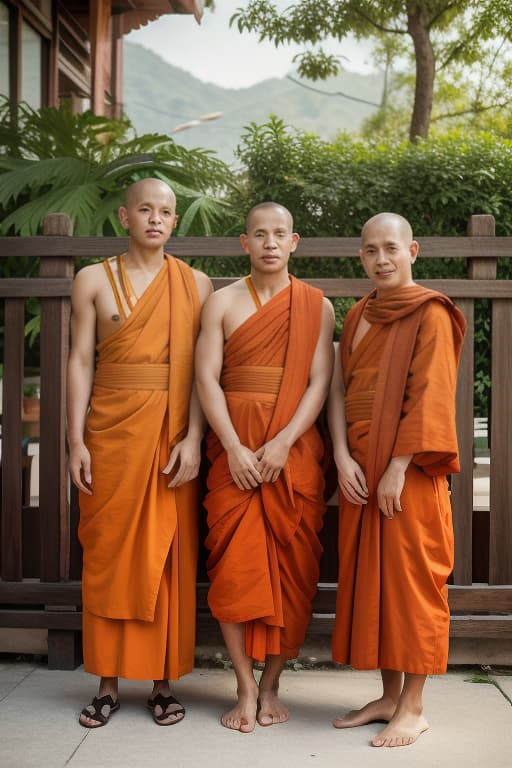  thai monks, advertising photo,high quality, good proportion, masterpiece , the image is captured with an 8k camera