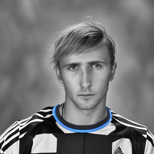 portrait+ style Russian LGBT queer footballer blonde hunk dude face