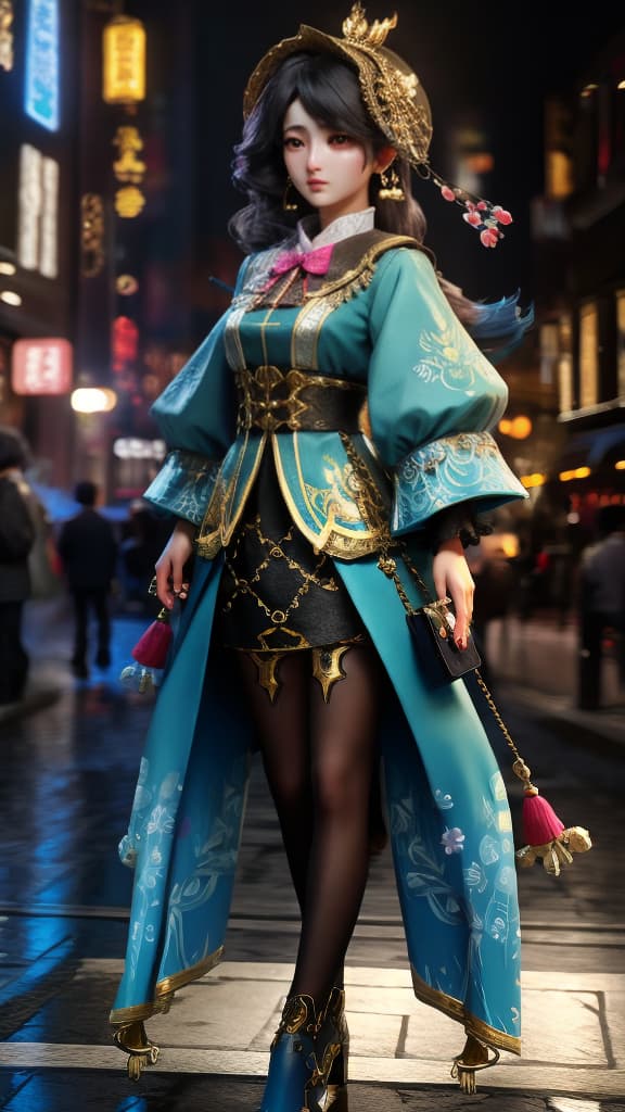  girl,mobile game character,Luxurious clothing with intricate and eccentric designs, hyperrealistic, full body, highly detailed, cinematic lighting, intricate, sharp focus, f/1. 8, 85mm, (centered image composition), (professionally color graded), ((bright soft diffused light)), volumetric fog, trending on instagram, HDR 4K, 8K