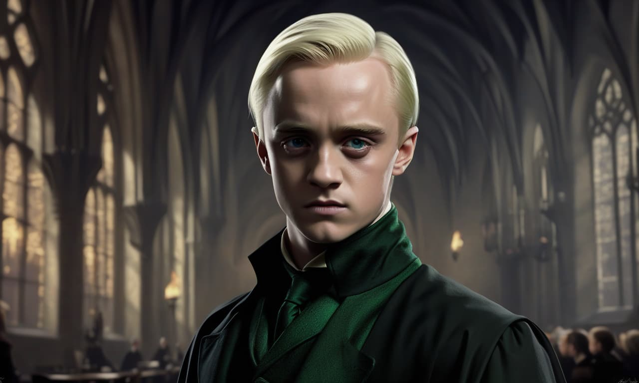  concept art draco malfoy hogwarts . digital artwork, illustrative, painterly, matte painting, highly detailed