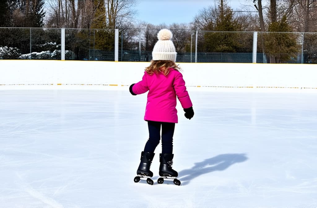  little girl skates on a rink in the park in winter ar 3:2 {prompt}, maximum details