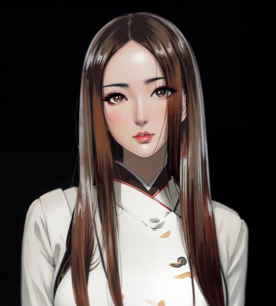  ultra realistic close up portrait , asian, painting, masterpiece, best quality, asian, big eye, japan comics book, anime, woman, girl, japan, flat shading, clean, clean background, young hyperrealistic, full body, detailed clothing, highly detailed, cinematic lighting, stunningly beautiful, intricate, sharp focus, f/1. 8, 85mm, (centered image composition), (professionally color graded), ((bright soft diffused light)), volumetric fog, trending on instagram, trending on tumblr, HDR 4K, 8K