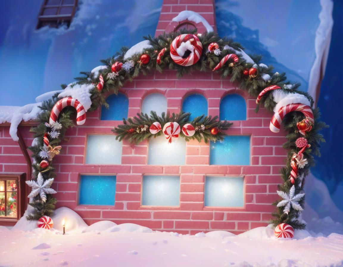  breathtaking an arch made up of candy canes and ornaments, christmas garland with decoration, pine needle and snow on it . award winning, professional, highly detailed, civitai