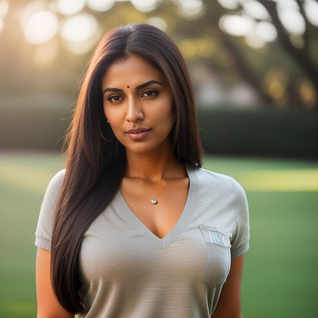  (((realistic full torso frontal head shot of a light brown to medium brown skin tone woman))), aarti sangeeta wadhwa, ((indian heritage)), immature face, brown eye color, ((straight hair style)), ((black hair color)), (( body type)), medium size, athletic size, (immature broad rounded nose), (immature defined cheekbones), (immature soft jawline), (immature medium lips), (immature wide forehead), (immature natural eyebrows), (immature dimpled chin), standing straight looking directly into the camera,((wearing fitted polo shirt with deep v neck and monogrammed pocket)), backyard in background, 1girl, best quality, highest quality, award winning photo, masterpiece, raw, professional photography, photorealism, sharp focus hyperrealistic, full body, detailed clothing, highly detailed, cinematic lighting, stunningly beautiful, intricate, sharp focus, f/1. 8, 85mm, (centered image composition), (professionally color graded), ((bright soft diffused light)), volumetric fog, trending on instagram, trending on tumblr, HDR 4K, 8K