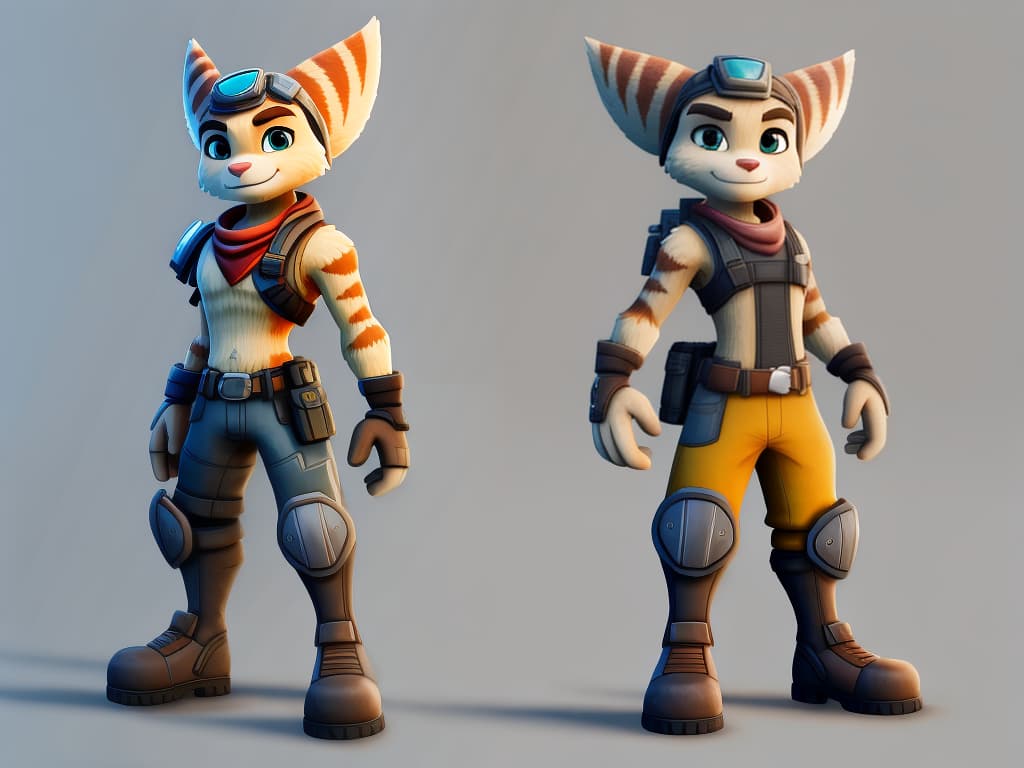  Full body male ratchet and clank (fortnite), open eyes, digital art, masterpiece, 4k, fine details,