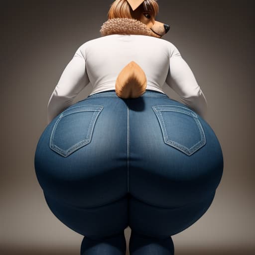  Furry, anthro, dog, huge ass, tight jeans, perfect body, perfect photo,, open eyes, digital art, masterpiece, 4k, fine details,