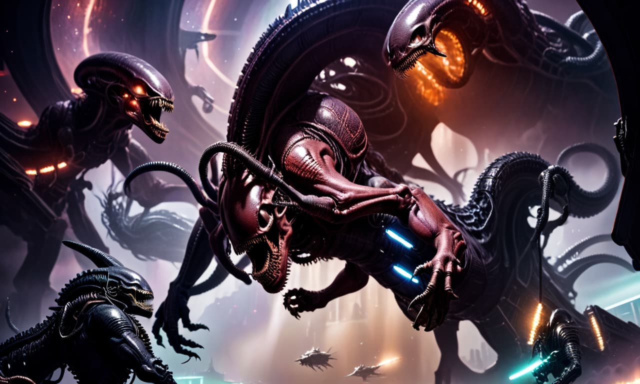  lovecraftian horror xenomorph, jaw, species, monster, space, realism, horror, necronomicon . eldritch, cosmic horror, unknown, mysterious, surreal, highly detailed, civitai