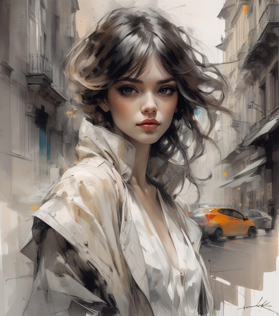  masterpiece, best quality, only one very beautiful woman wearing fashionable designer clothes in bern, with a landmark, perfect poses, soft colors, flowing brushstrokes, low angle, ink painting in the style of artists like russ mills, sakimichan, wlop, loish, artgerm, darek zabrocki, and jean baptiste monge