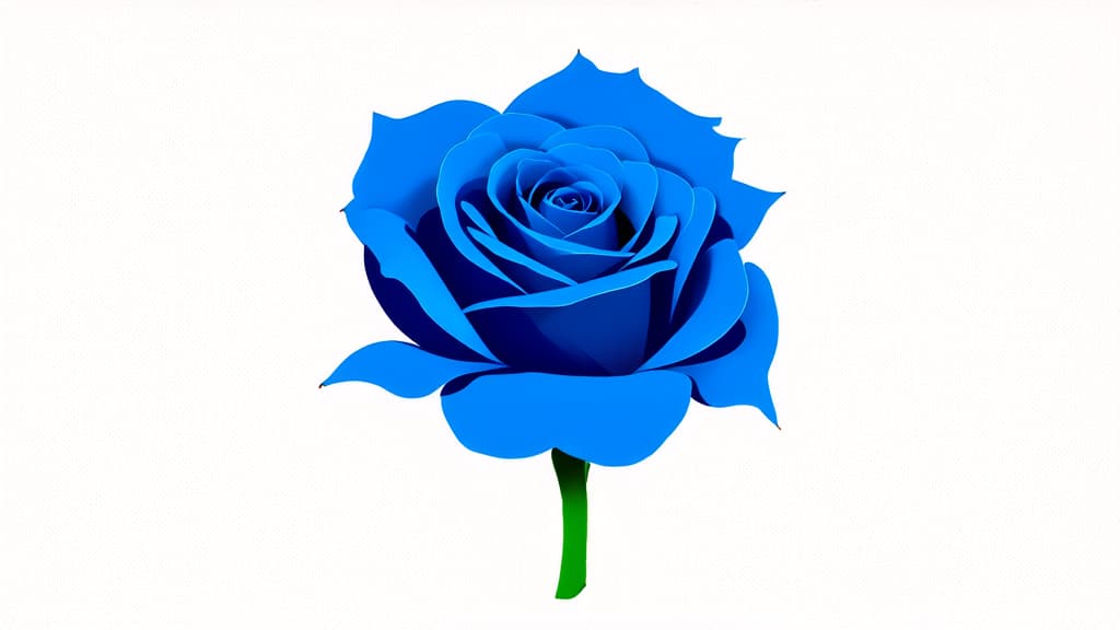  flat illustration, flaticon, (illustration:1.15), blue rose on white background ar 16:9, [cory loftis, strobist, pascal campion :: 0.2]