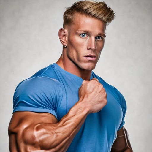 portrait+ style IFBB star bodybuilder queer blonde hunk dude face