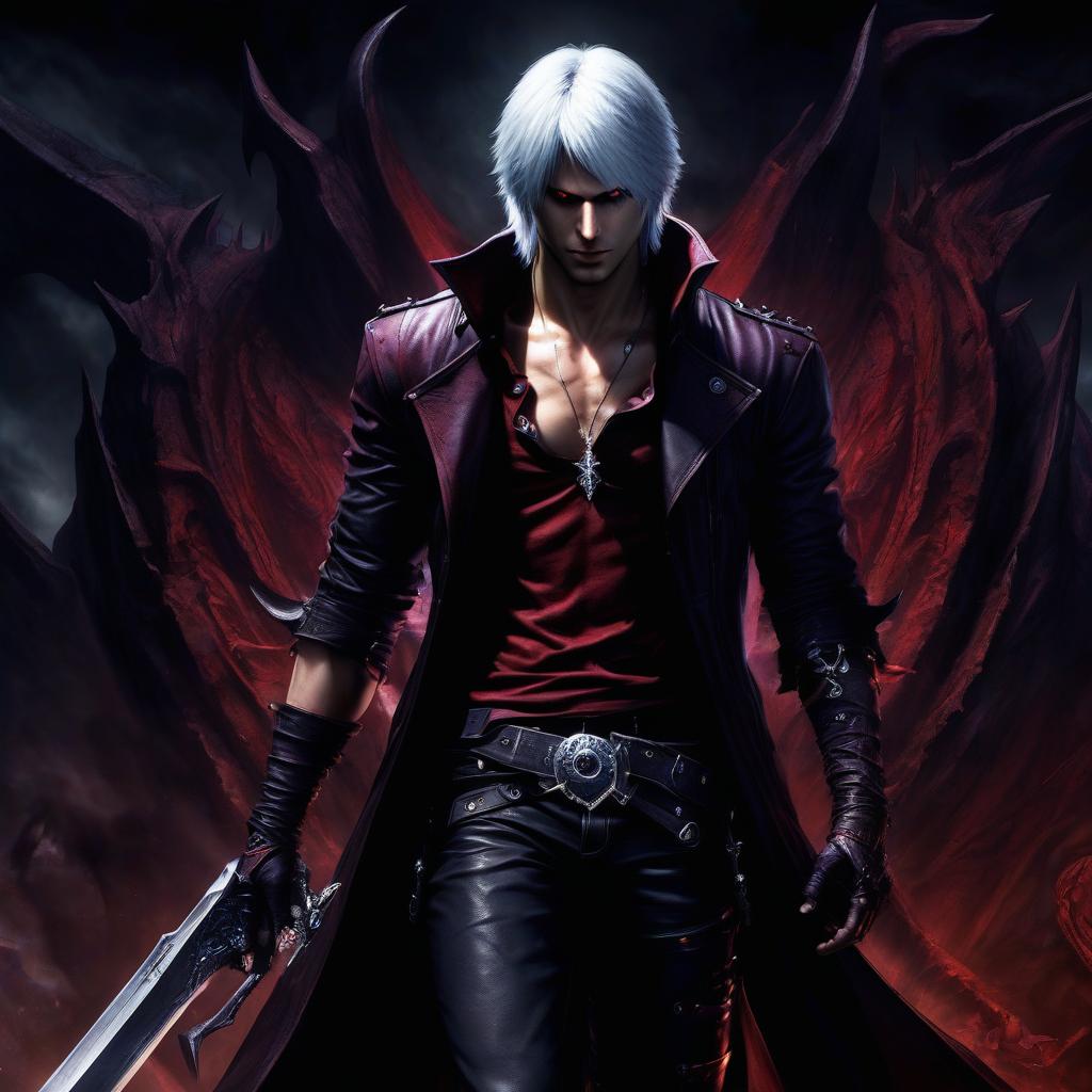  dante devil may cry in dark fantasy dark colors