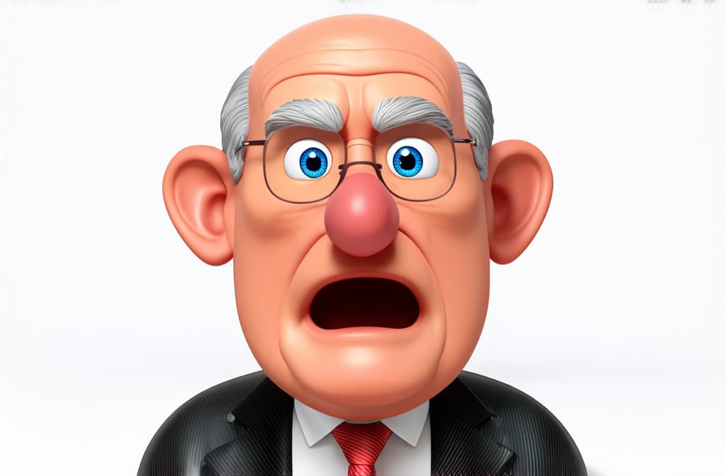  shocked surprised caucasian senior man isolated on white background, close up, funny 3d cartoon illustration ar 3:2 {prompt}, maximum details