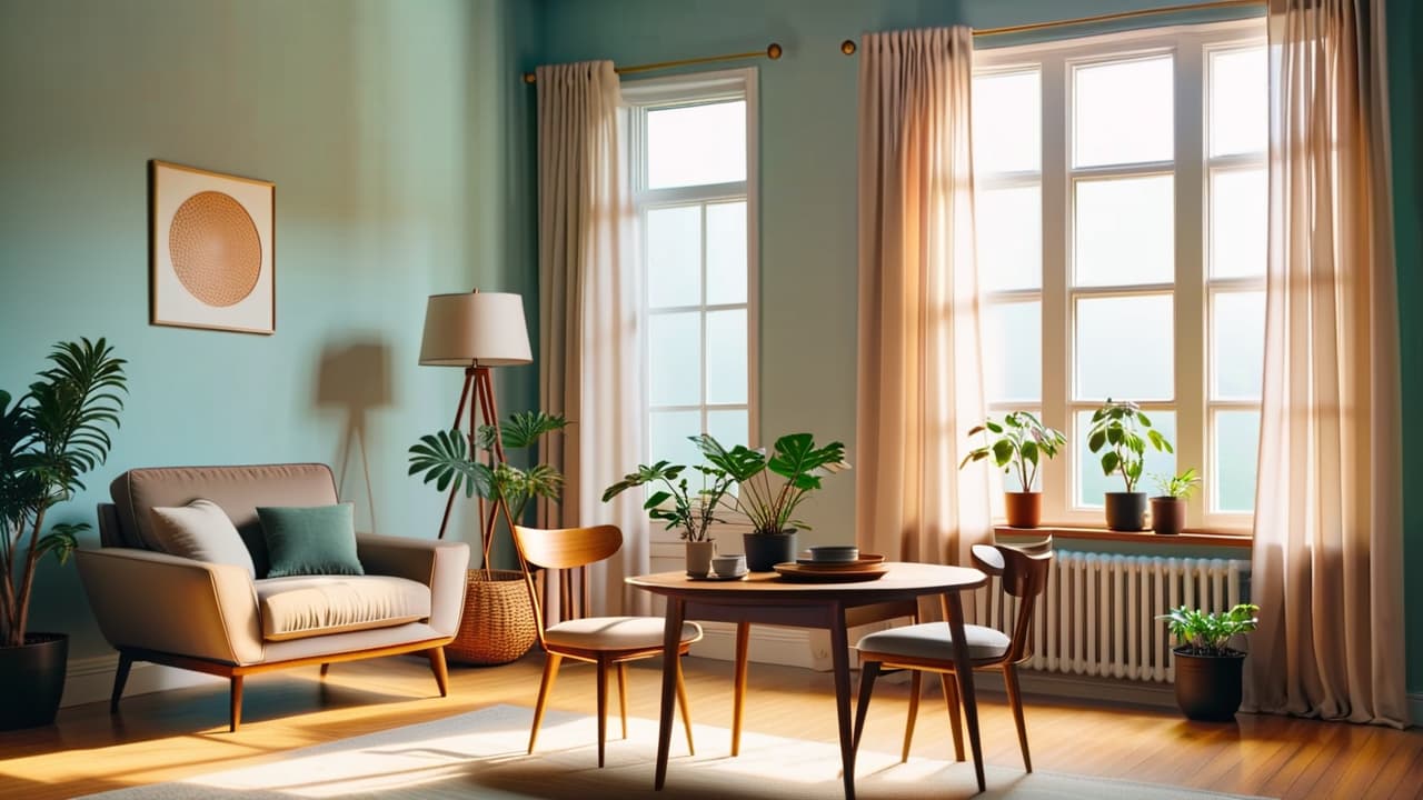  a serene, uncluttered room with soft natural light filtering through sheer curtains, featuring a single cozy chair, a small potted plant, and a simple wooden table, evoking a sense of calm and simplicity. hyperrealistic, full body, detailed clothing, highly detailed, cinematic lighting, stunningly beautiful, intricate, sharp focus, f/1. 8, 85mm, (centered image composition), (professionally color graded), ((bright soft diffused light)), volumetric fog, trending on instagram, trending on tumblr, HDR 4K, 8K